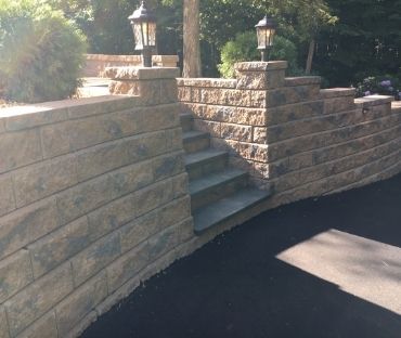 Retainer Stone Wall and Stone Stairs